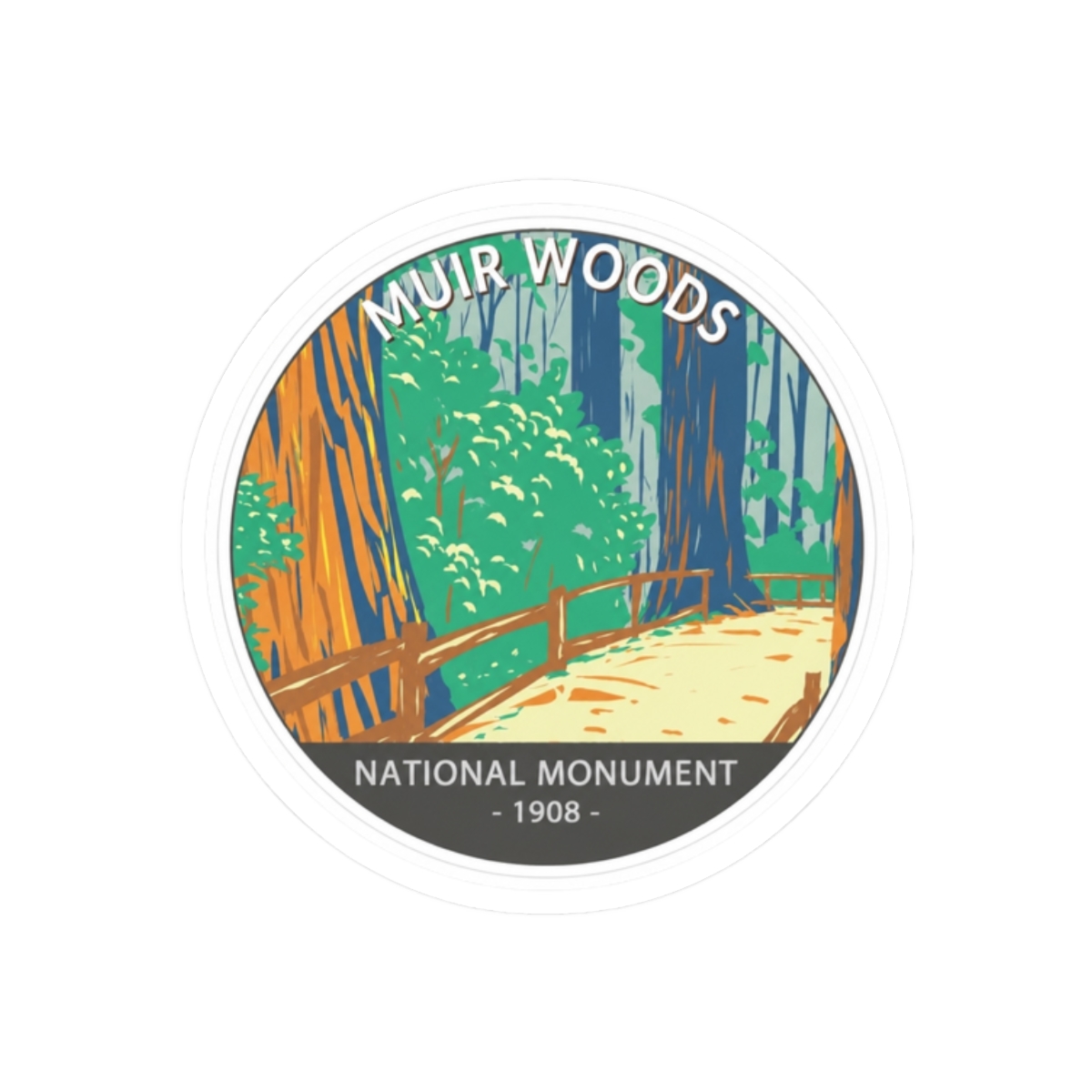 Muir Woods National Monument California Vintage Sticker | Tamsyn Muir - alternate angle 3, merchandise